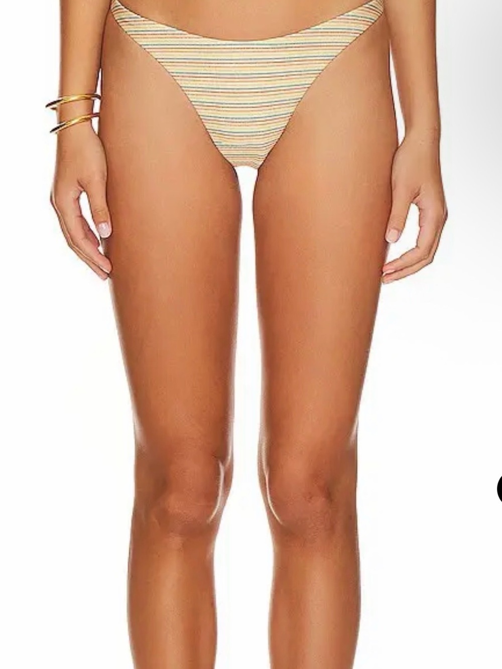 L*SPACE Madonna Bitsy Bikini Bottom Riviera Beach Shimmer Stripe Size Small